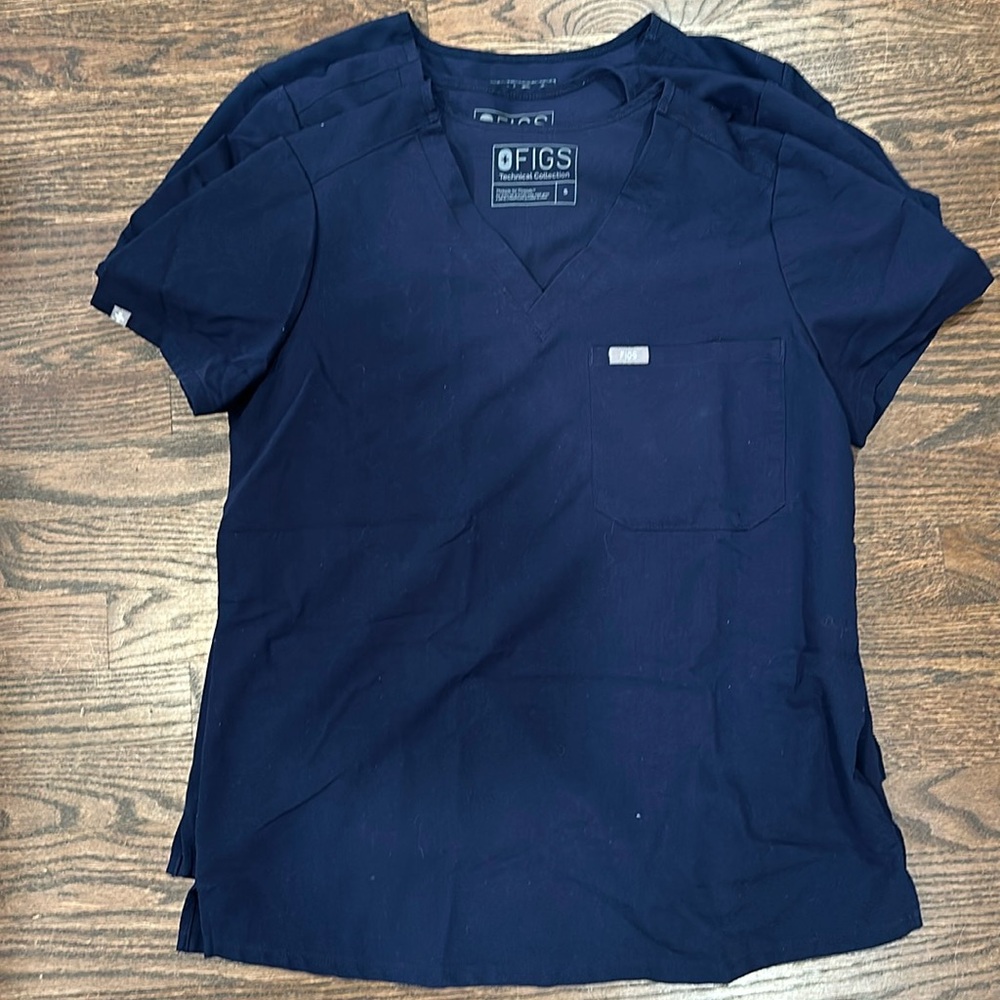 Three (3) single pocket FIGS scrub tops